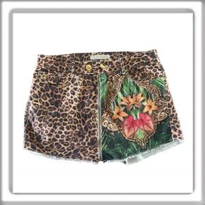 Carmen Steffens Animal Print Floral Zipper Front Skort Size 38 US 8, Medium